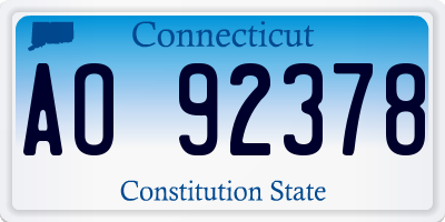 CT license plate AO92378