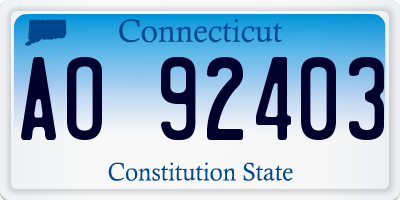 CT license plate AO92403