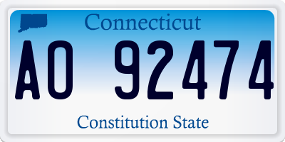 CT license plate AO92474