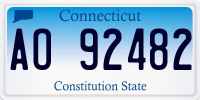 CT license plate AO92482