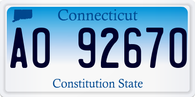 CT license plate AO92670