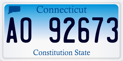 CT license plate AO92673