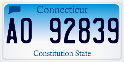 CT license plate AO92839
