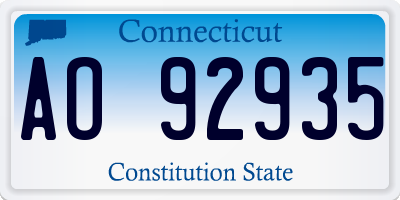 CT license plate AO92935