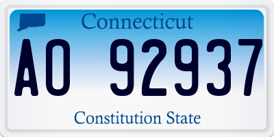 CT license plate AO92937