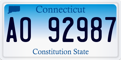 CT license plate AO92987