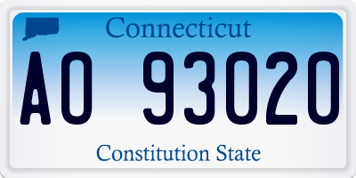 CT license plate AO93020