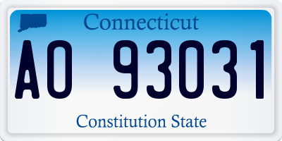 CT license plate AO93031