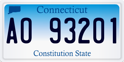 CT license plate AO93201