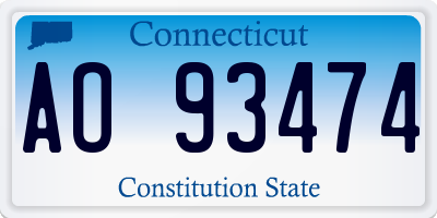 CT license plate AO93474