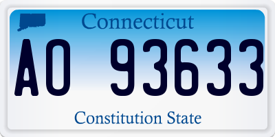 CT license plate AO93633