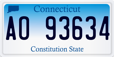 CT license plate AO93634