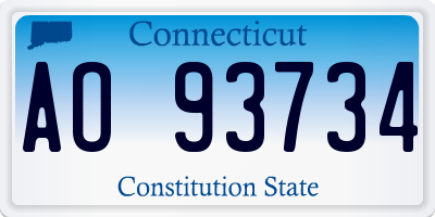 CT license plate AO93734