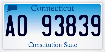 CT license plate AO93839