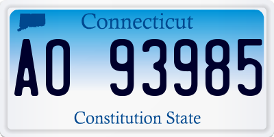 CT license plate AO93985