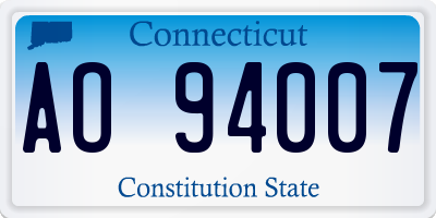 CT license plate AO94007