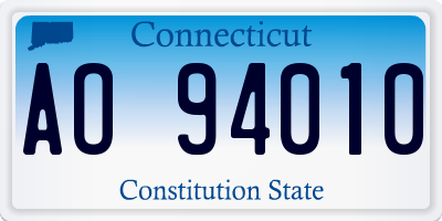CT license plate AO94010