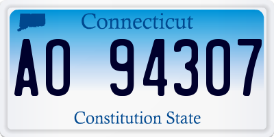 CT license plate AO94307