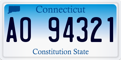 CT license plate AO94321