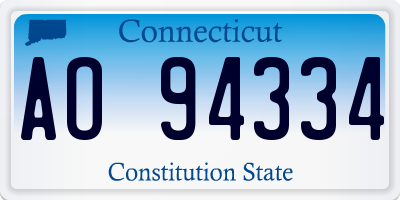 CT license plate AO94334