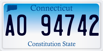 CT license plate AO94742