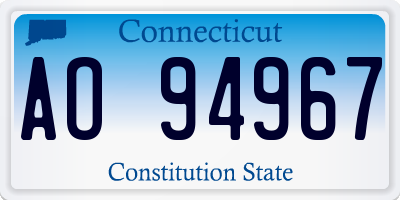 CT license plate AO94967