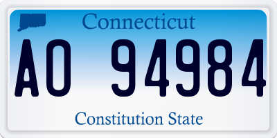CT license plate AO94984