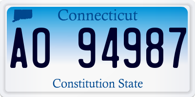 CT license plate AO94987