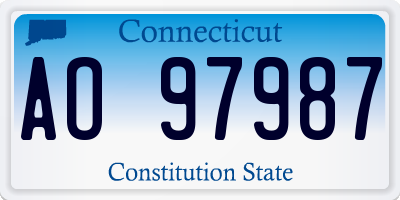CT license plate AO97987