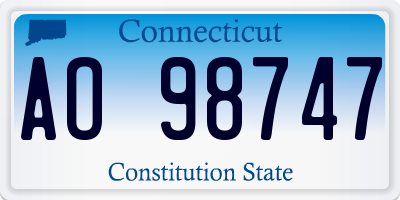 CT license plate AO98747