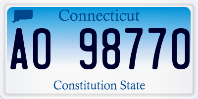 CT license plate AO98770