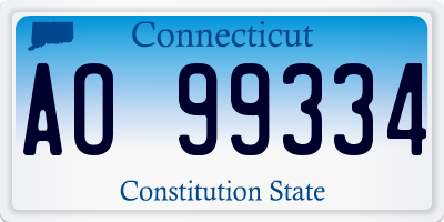CT license plate AO99334