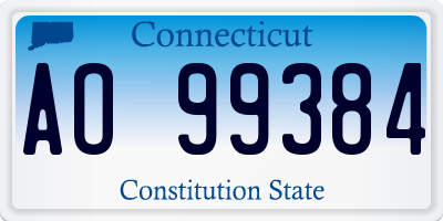 CT license plate AO99384