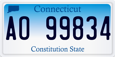 CT license plate AO99834