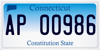 CT license plate AP00986