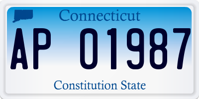 CT license plate AP01987
