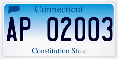 CT license plate AP02003