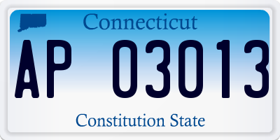 CT license plate AP03013