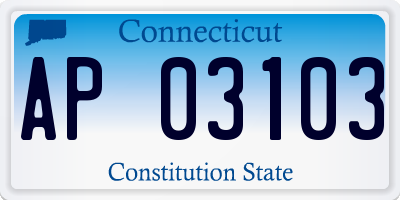 CT license plate AP03103