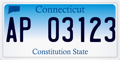 CT license plate AP03123