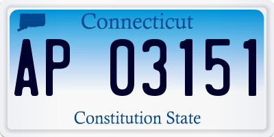 CT license plate AP03151