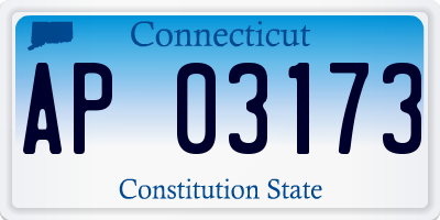 CT license plate AP03173