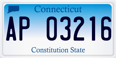 CT license plate AP03216