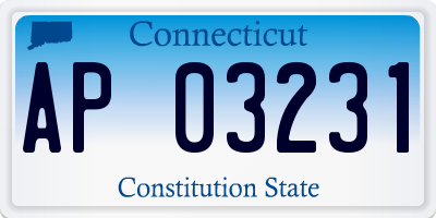 CT license plate AP03231