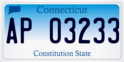 CT license plate AP03233