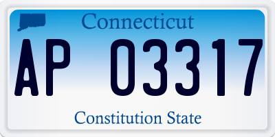 CT license plate AP03317