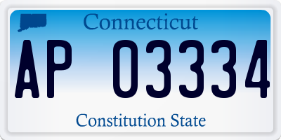 CT license plate AP03334