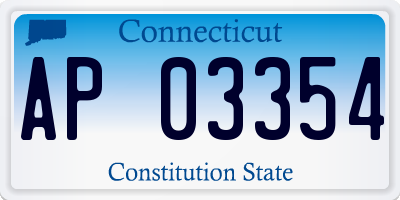CT license plate AP03354