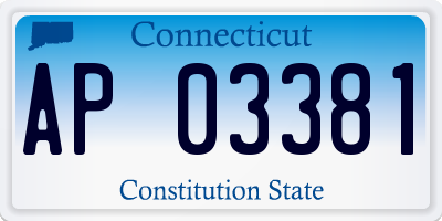 CT license plate AP03381