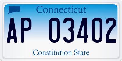 CT license plate AP03402